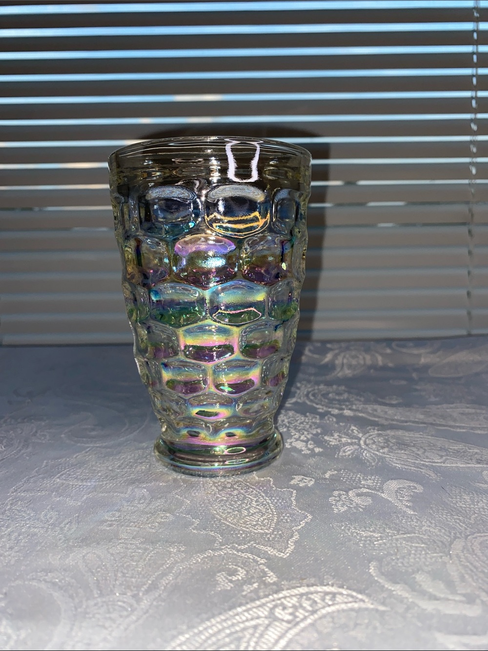 Vintage Federal Glass Colonial Iridescent  10 oz. Flat tumbler